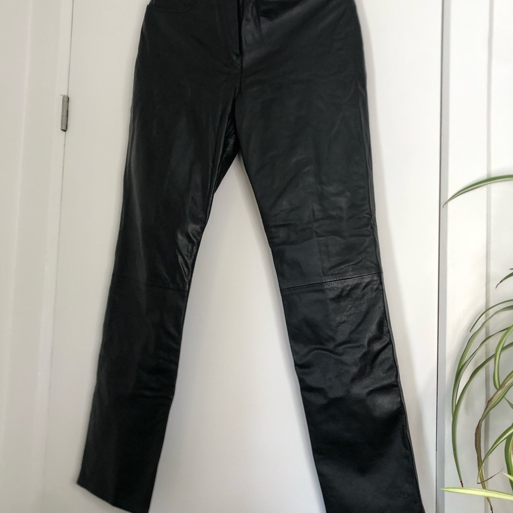 Vintage Oscar Leopold Genuine Black Leather Pants / Trousers – Size 10